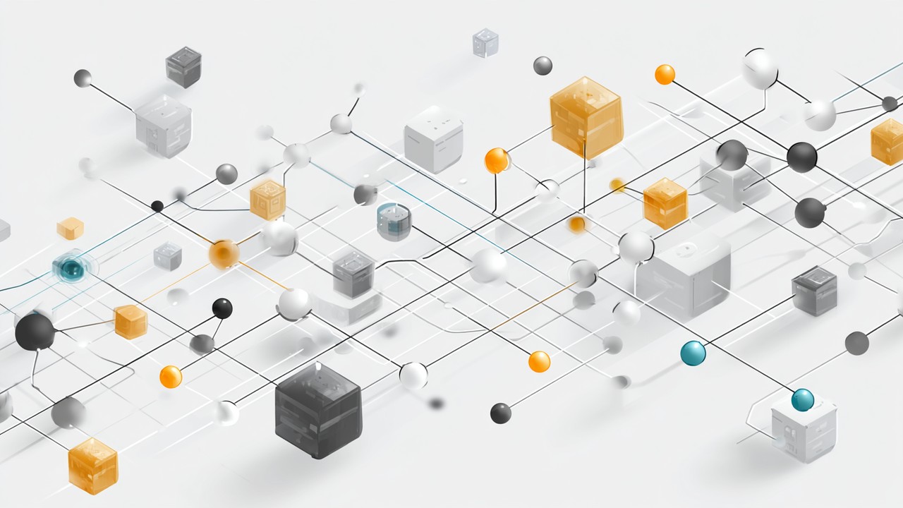 Abstract digital data flow illustration showing interconnected nodes and data blocks being updated, symbolizing cache invalidation in WordPress.
