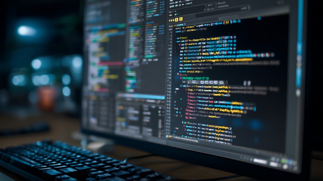 Nærbillede af en computerskærm med PHP.ini-konfigurationsfil med fremhævede kodeblokke, omgivet af en udviklers arbejdsområde, fokus på PHP OpCache-opsætning.