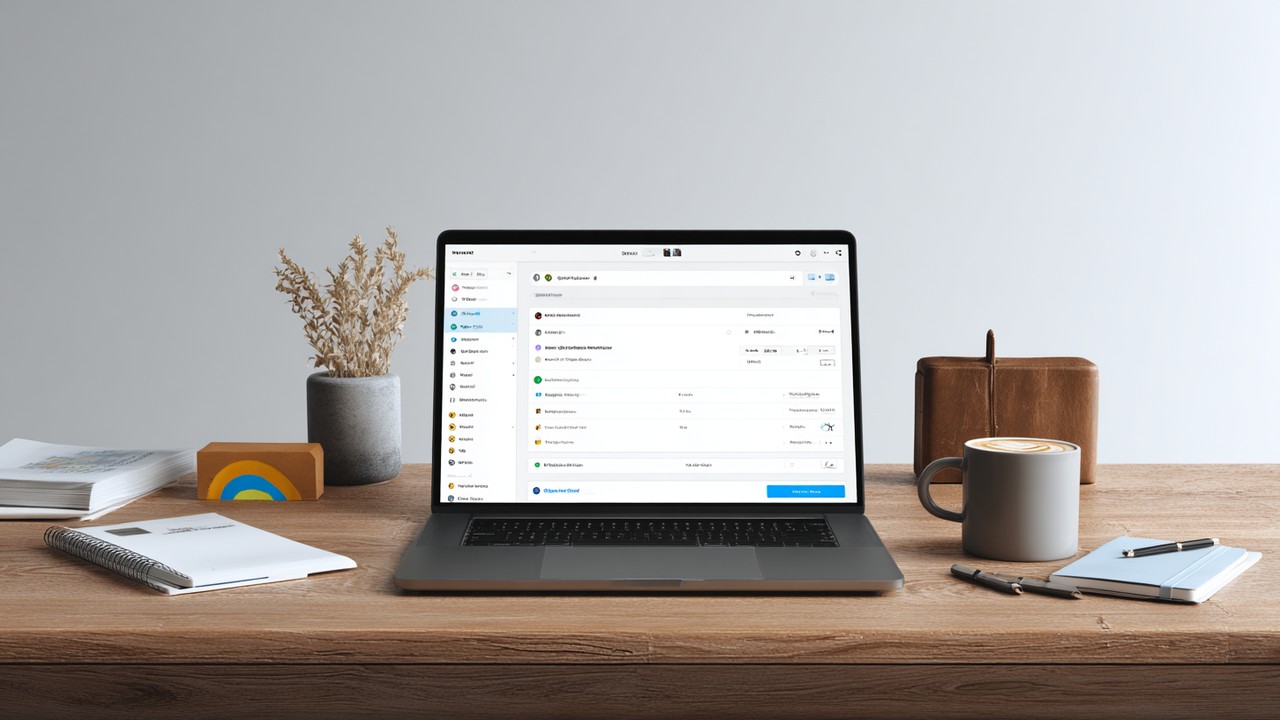 Modern workspace with laptop showing WordPress dashboard and plugin management, notes, and coffee, highlighting caching plugin comparison.