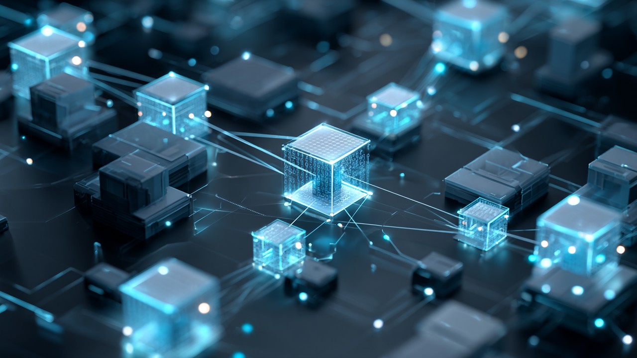 Realistic blockchain consensus process with diverse nodes using Proof of Work, Proof of Stake, and PBFT algorithms in a modern digital network.