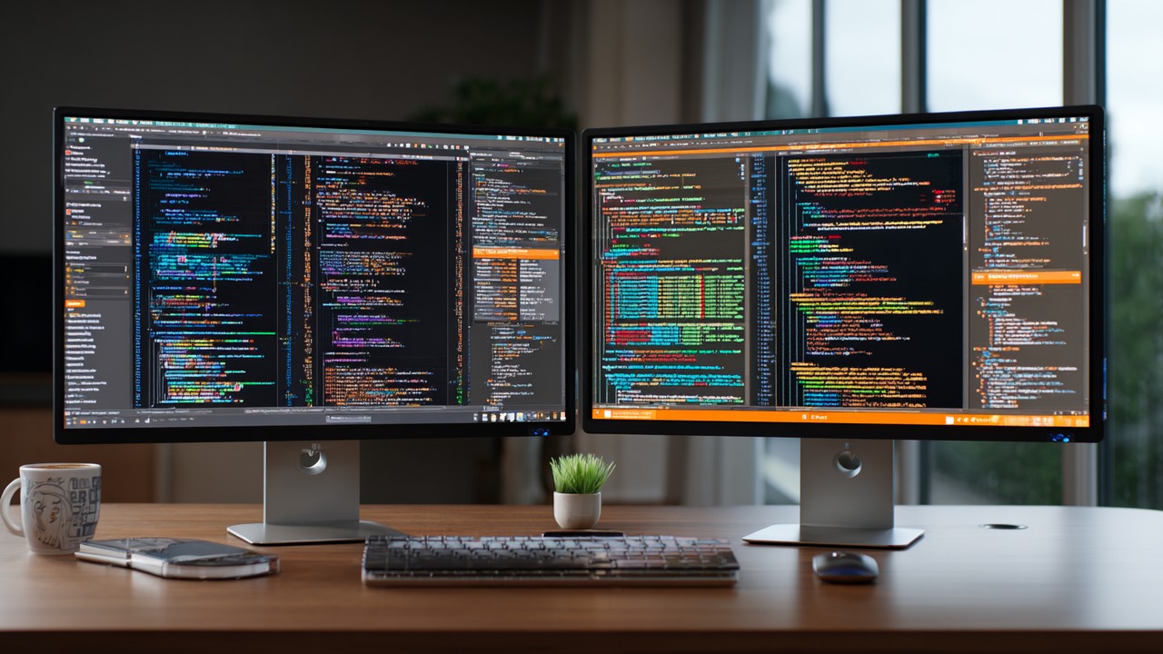 Side-by-side screens showing complex WP_Query code versus simple get_posts code for performance optimization in a developer workspace.